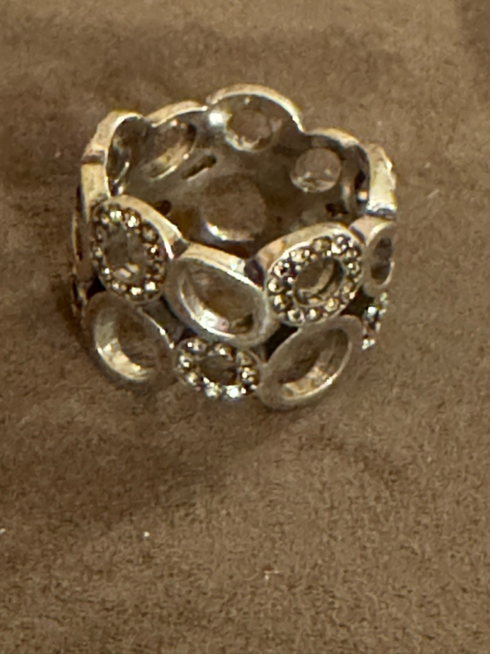 Brighton Silver-Tone Open Circle Crystal Ring